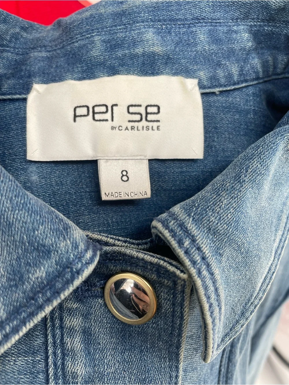 2 Piece Denim Set Per Se By Carlisle Pleated Jean Jacket & Straight Leg Jeans